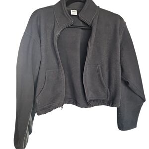 Aritzia TNA Women's Cropped Black Fleece Jacket